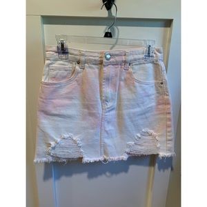 Pink & White Denim Skirt